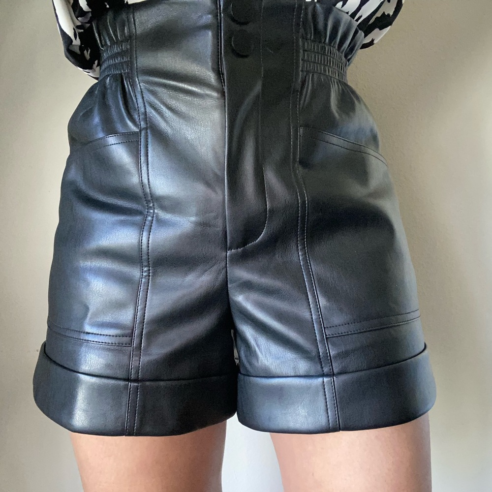 High Waisted Paper Bag Faux Leather Shorts - Size Small & Medium Available